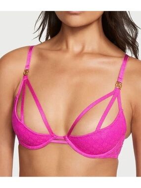 Victoria's Secret Lace Open-Cup Demi Bra Pink
